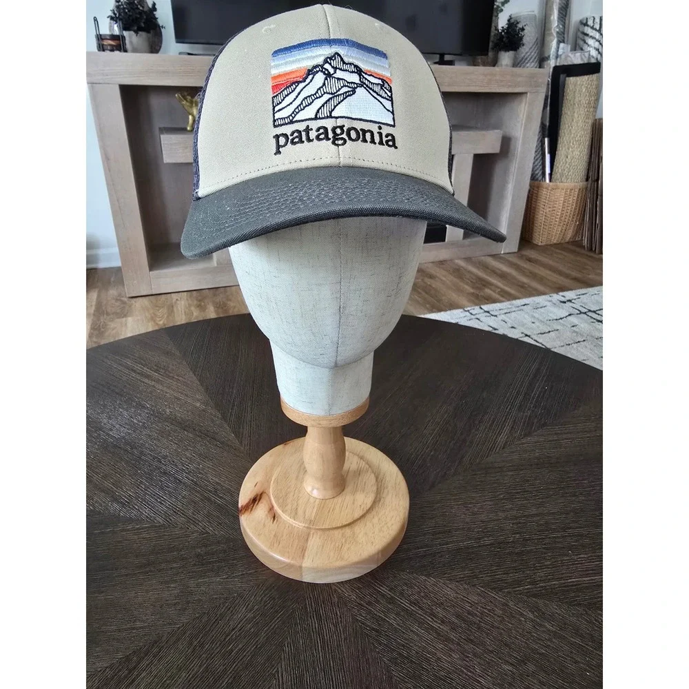 Patagonia Fitz Roy Horizons Trucker Hat Forge Grey Tan Mesh Snapback Cap Mens